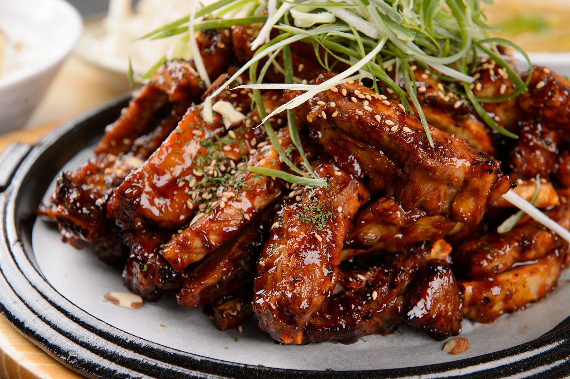 Korean traditional pork ribs on a plate